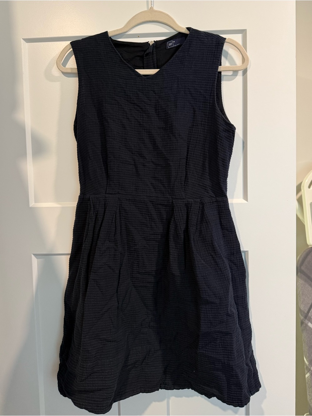 GAP Navy Sleeveless Textured Fit & Flare Dress